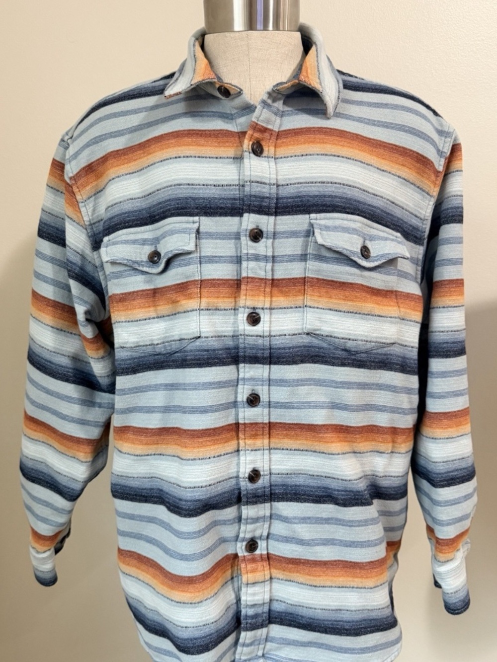 Pendleton Shirt Mens XL Driftwood Serape Beach Striped Brushed Cotton